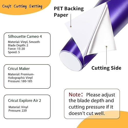 Miniatura 3 de AHIJOY Vinilo adhesivo permanente metálico mate morado satinado de 12 x 5 pies, vinilo adhesivo para calcomanías, tazas, proyectos de bricolaje,