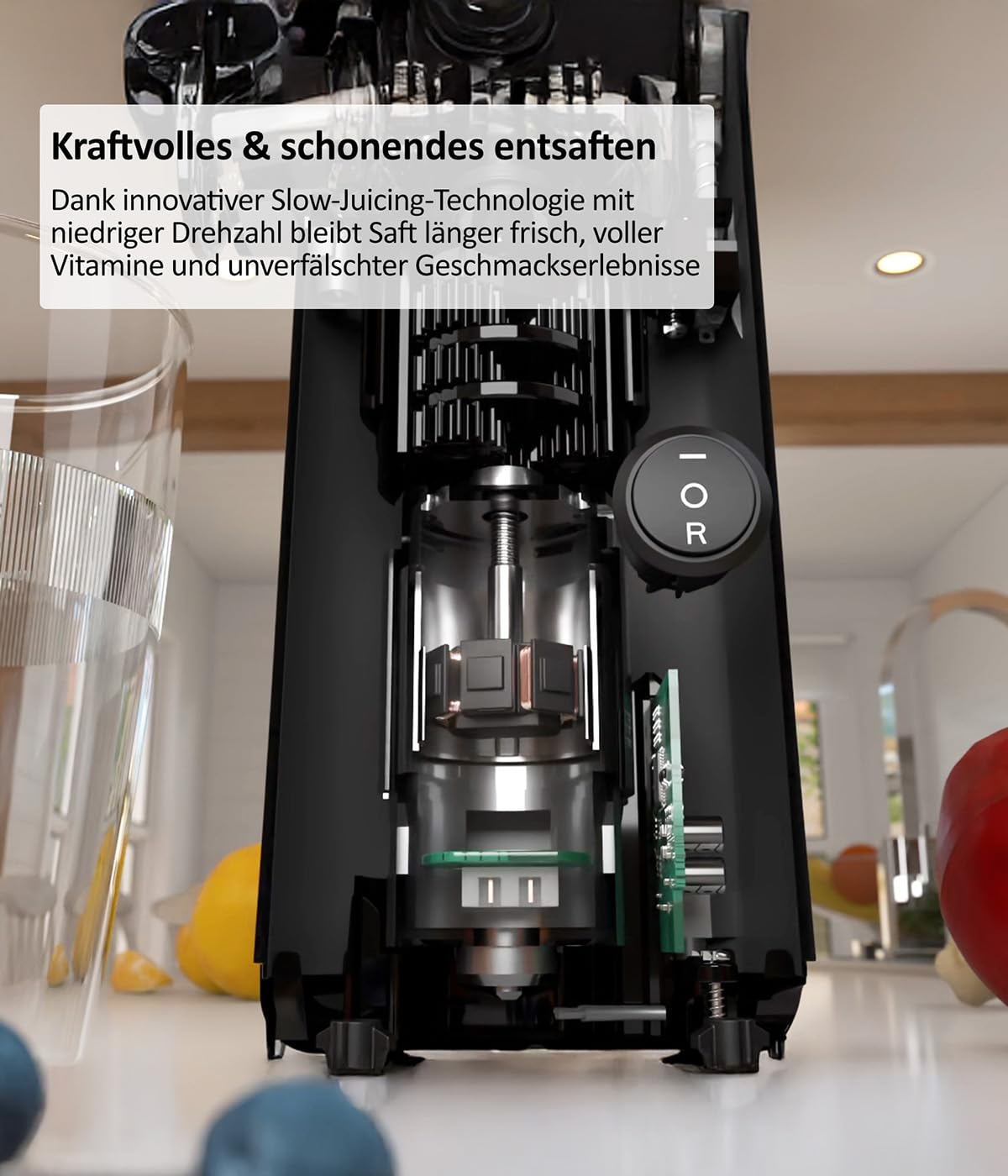 Genius Slow Juicer Mini Saftpresse für Gemüse und Obst, 9-teilig, Kaltpresse, 130 W, leise, einfaches Design, leichte Fruchtpresse, elektrisch, einfache Reinigung mit Bürste
