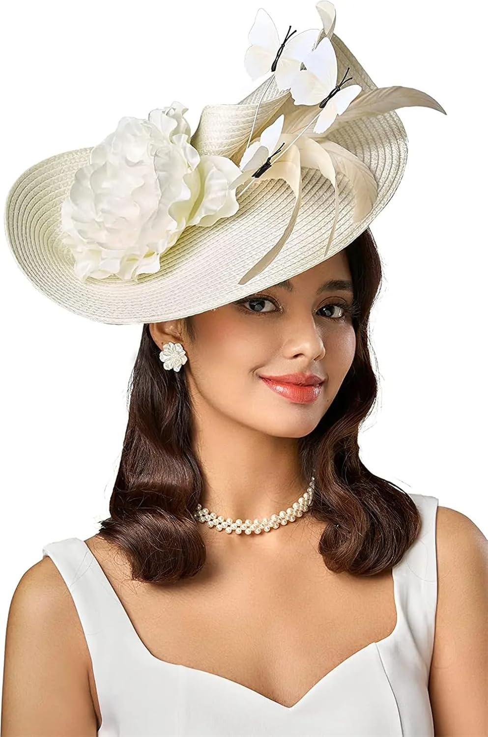 Womens Tea Party Feather Fascinator Kentucky Hat Fascinator Derby Hat Wedding Straw Pillbox Hat