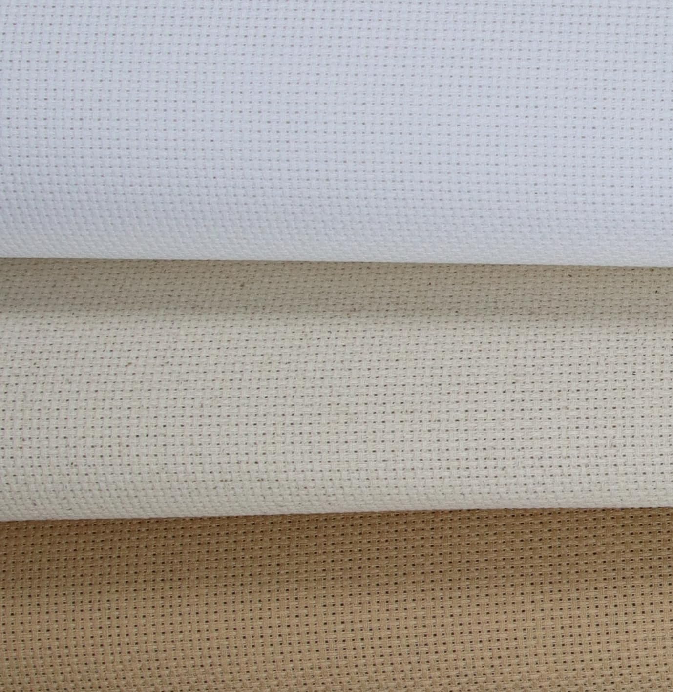 KCS 3 pc of 15" x 18"(38cmx45cm) Counted Cross Stitch Cotton Aida Cloth Needlework Rolled Fabric Box,16CT,White+Oatmeal+Khaki