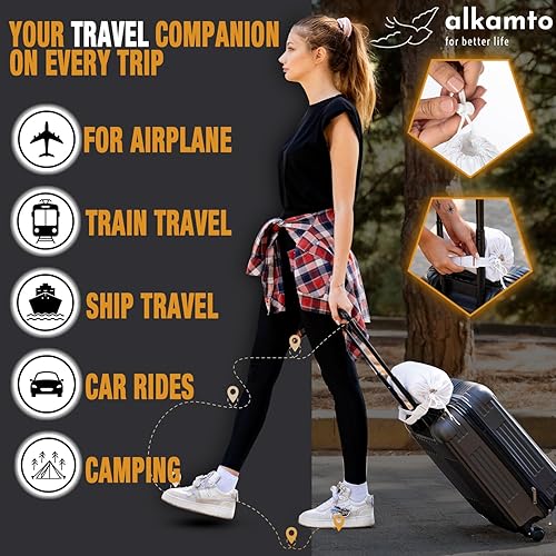 Vista 68 de alkamto Cómoda almohada de espuma viscoelástica para viajes y campamentos, bolsa portátil fácil de llevar, funda de almohada con regulación de Blanco