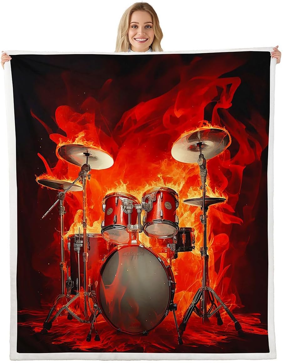 Feelyou Drum Kit Fuzzy Burning Drum Sherpa Blanket 50"x60"