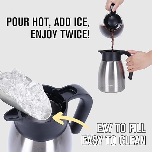 Miniatura 119 de Jarra térmica de acero inoxidable para café, termo de doble pared sellado al vacío, 12 horas de retención de calor Negro