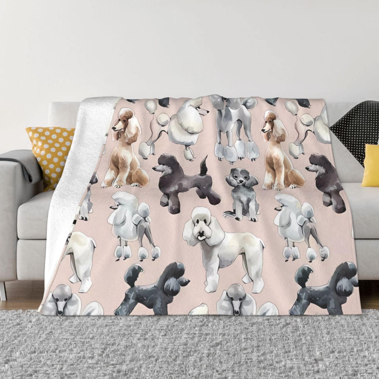 DEHIWI Poodles Dogs Flannel Fleece Blanket 80"X60" Ultra Soft Warm Cozy Throw Blanket All Season Blankets For Bed Sofa Living Room Outdoor