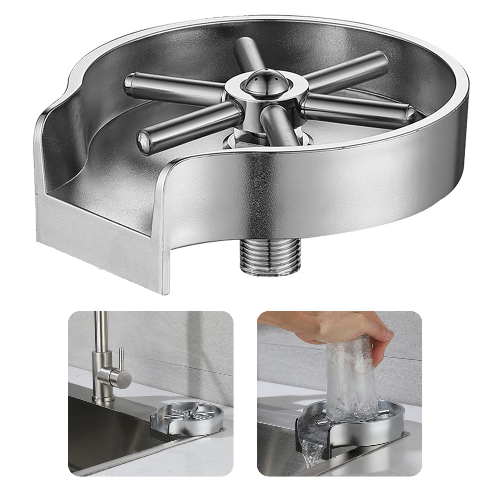 Lavabicchieri Lavandino,Sciacquatrice in Vetro per lavello da Cucina Rondella per Tazza per lavello Barra di Fissaggio per lavello Sciacquatrice in Vetro Accessori per lavello da Cucina
