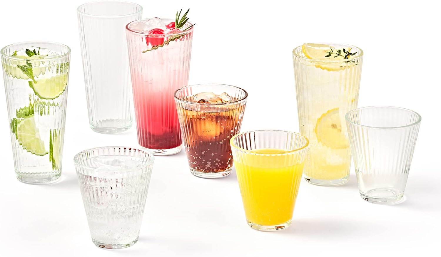 GLASSLOCK 8Piece Clear Tempered Glass Tumbler Set (10oz