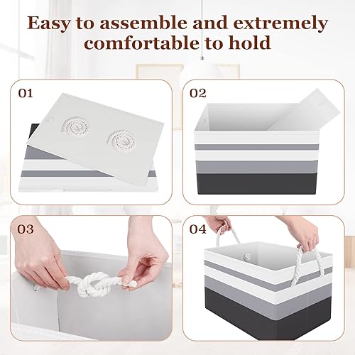 Vista 42 de Fab totes Contenedores de almacenamiento [paquete de 3], cestas de almacenamiento plegables para organizar juguetes, libros, estantes, armario, caja