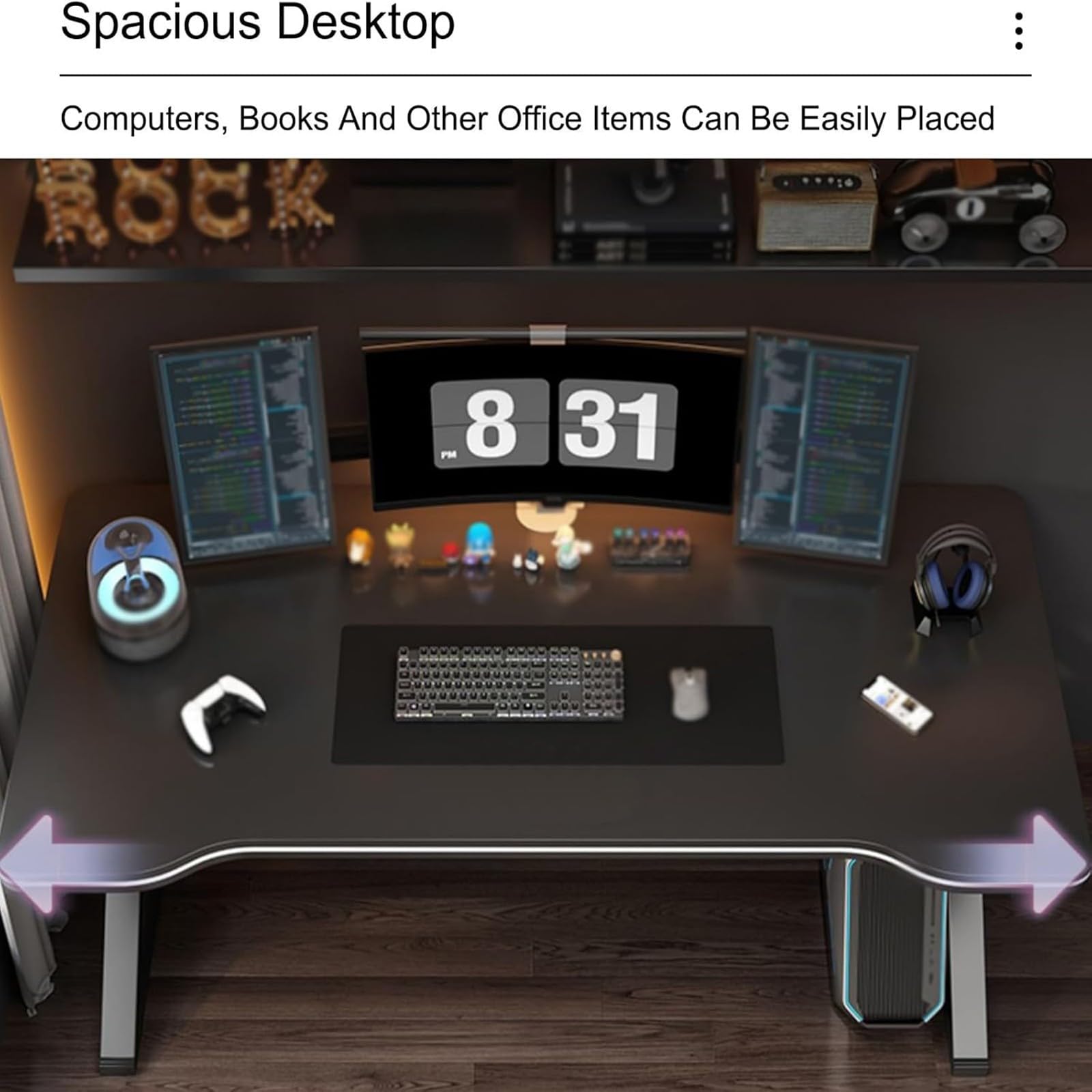 Tavolo da Gioco, scrivania ergonomica per Computer, postazione di Lavoro a Forma di K, scrivania per Studio/Ufficio Domestico in spazi ridotti, Nera, 120 * 60
