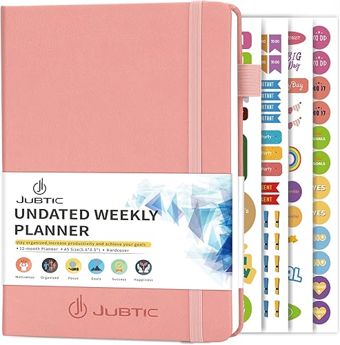 Miniatura 7 de JUBTIC Agenda semanal y mensual sin fecha, agenda diaria de productividad, calendario para lista de tareas, cuaderno de organización A5 con