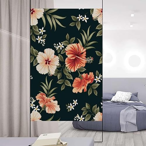 Película opaca de privacidad para ventana, diseño abstracto, decorativo, electrostático, adsorción, control térmico, plantas y flores tropicales,