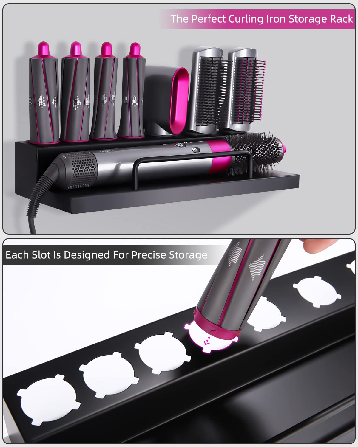 Supporto da parete per asciugacapelli Airwrap Styler, Supporto per Asciugacapelli, Ferro Arricciacapelli per Dyson Airwrap Staffa Montaggio Parete, Nero