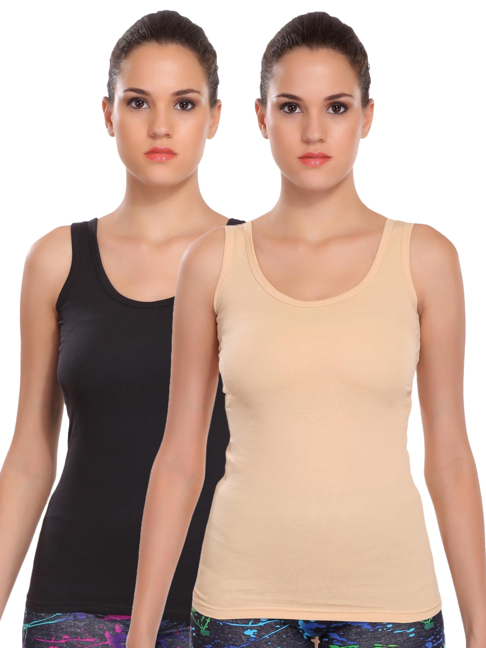 selfcare Women's Solid Cotton Multicolor Camisole and Tanks (Pack of 2)-picture-32