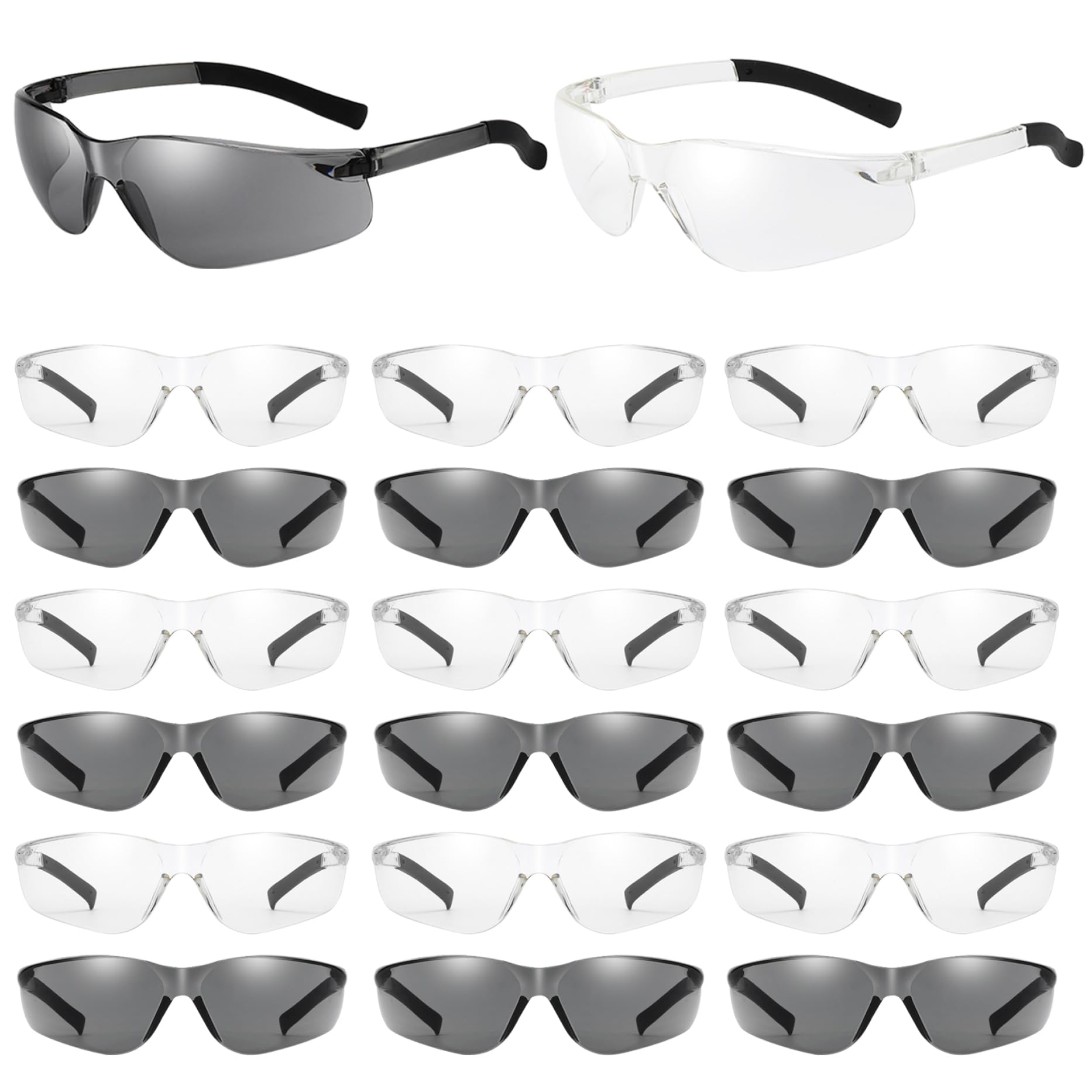 Schutzbrille, 20 Paar HD-Schutzbrille, UV-Schutz, stoßfeste, leicht, für Damen und Herren