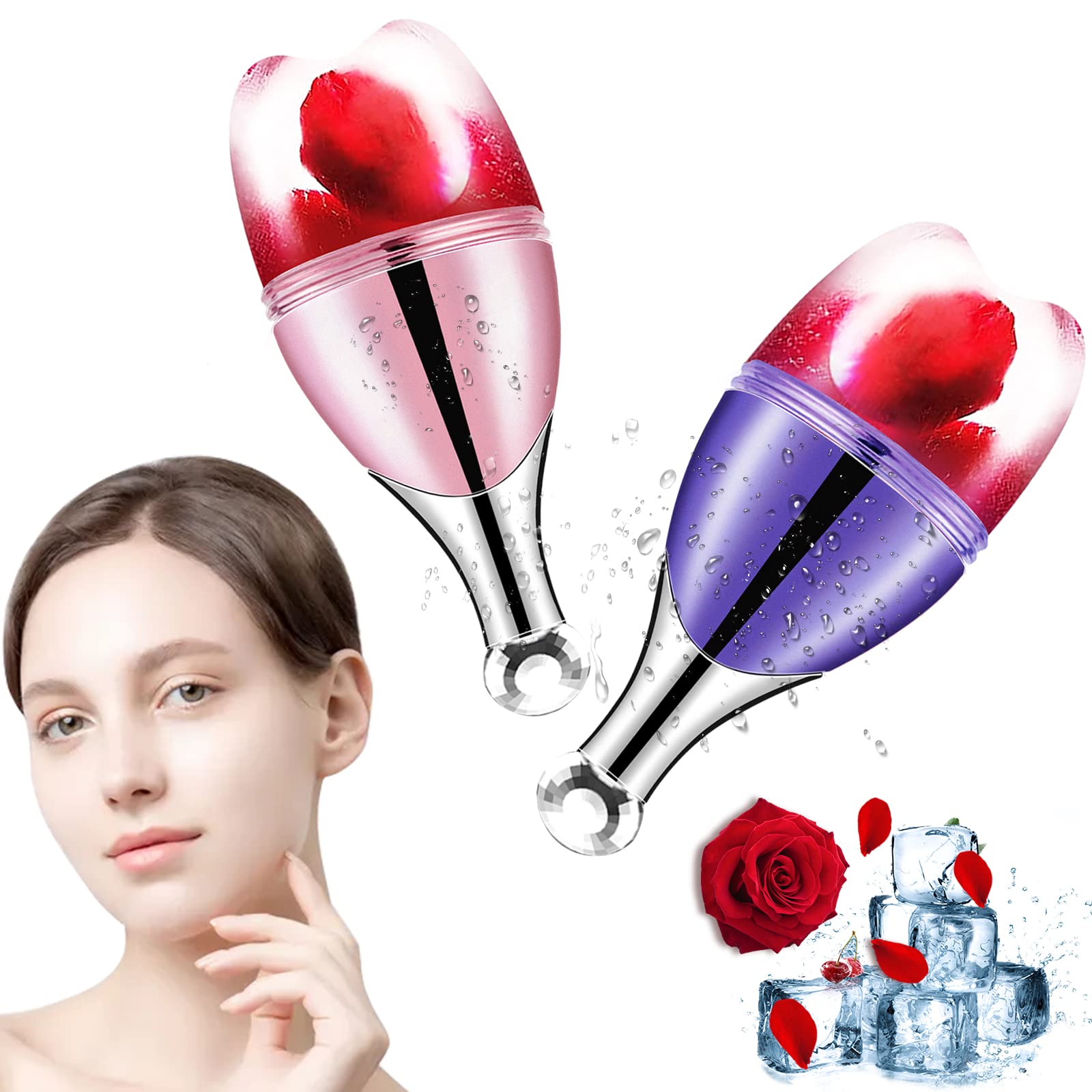 2 Pack Ice Roller for Face, Upgrade Facial Ice Mold for Skin Care