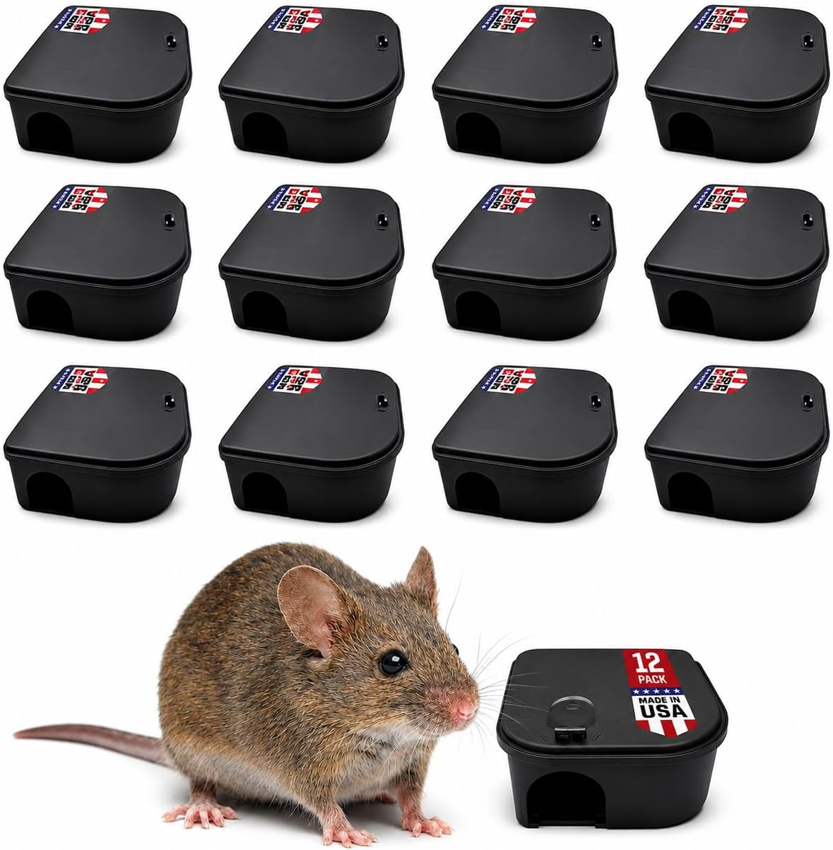 Exterminator's Choice Black Mouse Bait Station, Includes 12 Small Stations an...
