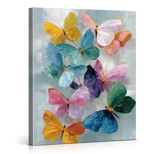 Colorful Butterfly Wall Art Print - Cute Butterflies Painting Artwork