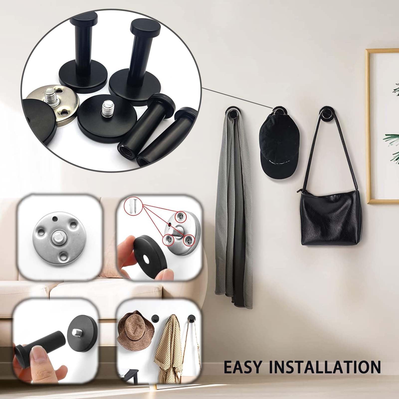 FOGAWA 8er Set Wandhaken Aus Aluminium – Robust, Grau, Für Garderobe, Bad, Küche & Mehr