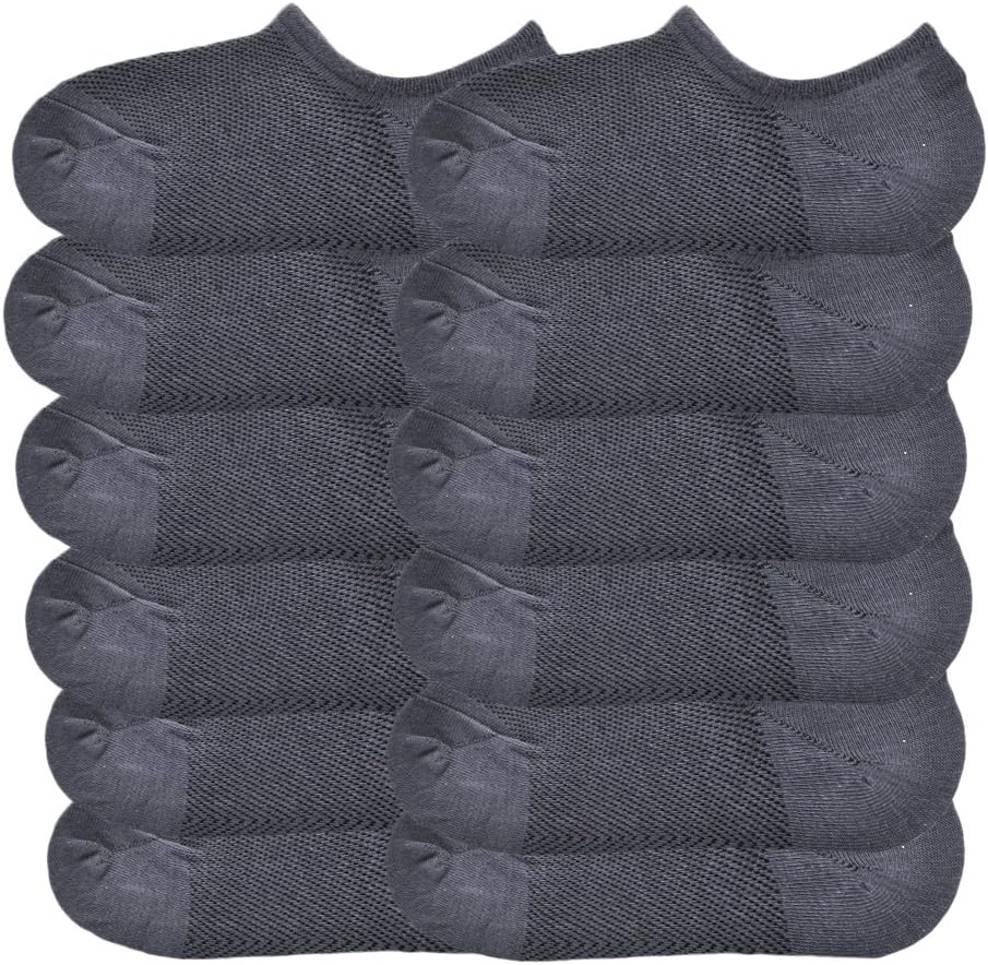 Angelina Cotton Blend No-Show Socks With Non-Slip Silicon Patch (12-Pack)