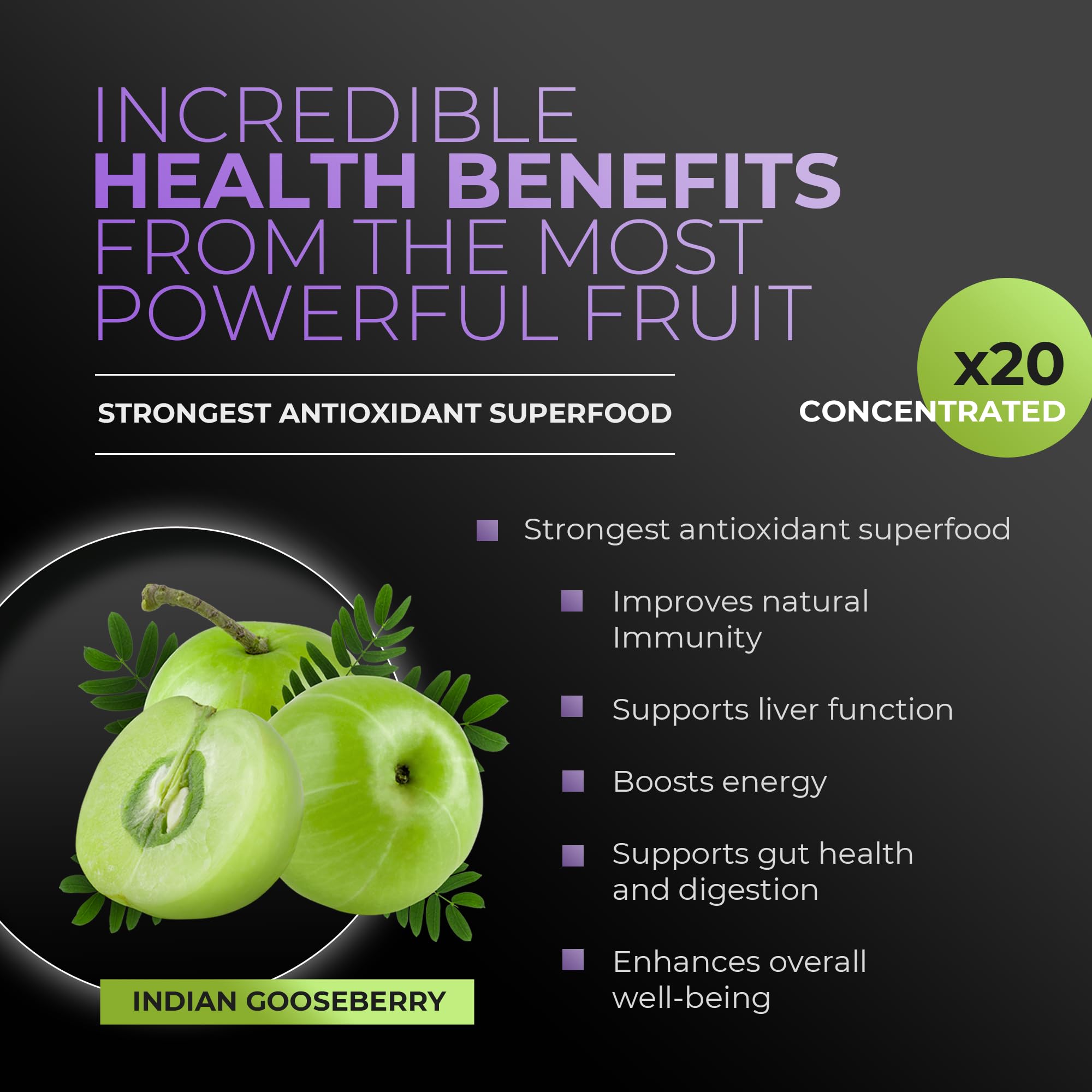 Amla Powder & Immunity Blend Superfood Supplement with Elderberry, 20x Ultra Concentrated Amla, Immune Support, Made with Ginger, Cinnamon, Peppermint, Indian Gooseberries, Immunity, 30 Servings — Amazon image 3
