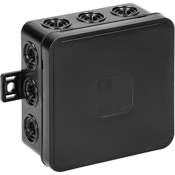 Junction Box Waterproof IP54 Junction Box Outdoor Waterproof with 12 Rubber Nozzles Junction Box Surface-Mounted Robust and Safe Electrical Installation for Outdoor Use Black