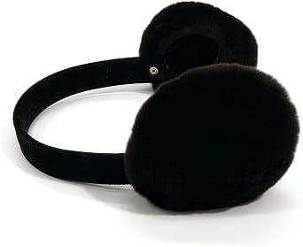 Hima 100% Real Sheared Mink Fur Earmuffs Made in US Sheared Black