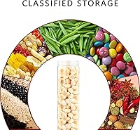 Vista 5 de Juego de 6 tarros de plástico transparente para almacenamiento de alimentos con tapa, recipiente redondo transparente para espaguetis, pasta