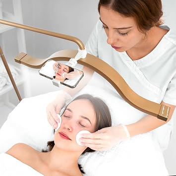 FOSOTO Eyelash LED Floor Lamp ، Beauty Led Light Half Moon Arc Floor Light for Lashes Extension Eyebrow Tattoo Nail Tech Skincare مع حامل هاتف حامل تحكم باللمس