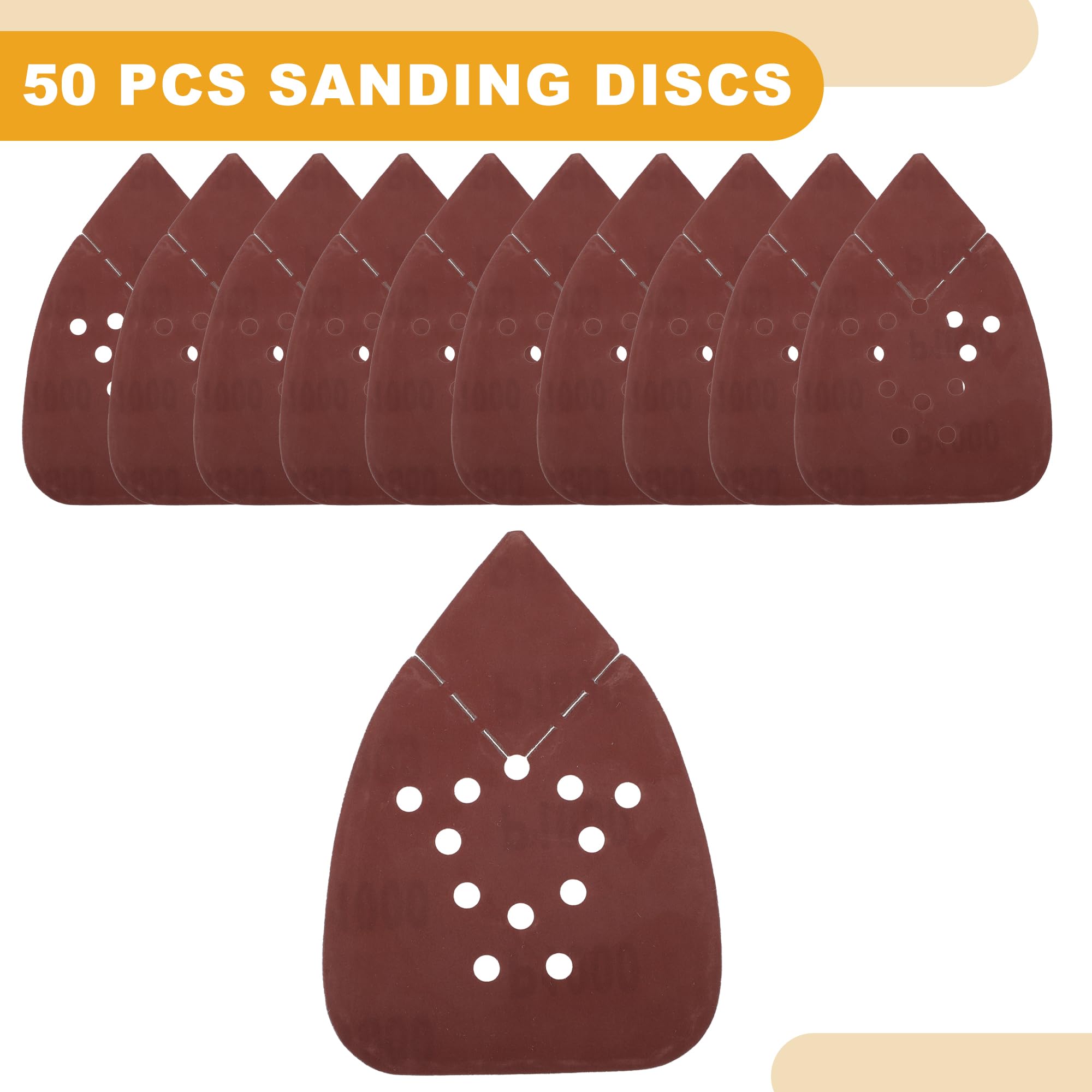Partuto 50 Pcs 5.31"x3.86" 1000 Grit Universal Sanding Discs - Hook and Loop Sandpaper - Paper Base Red - Image 3