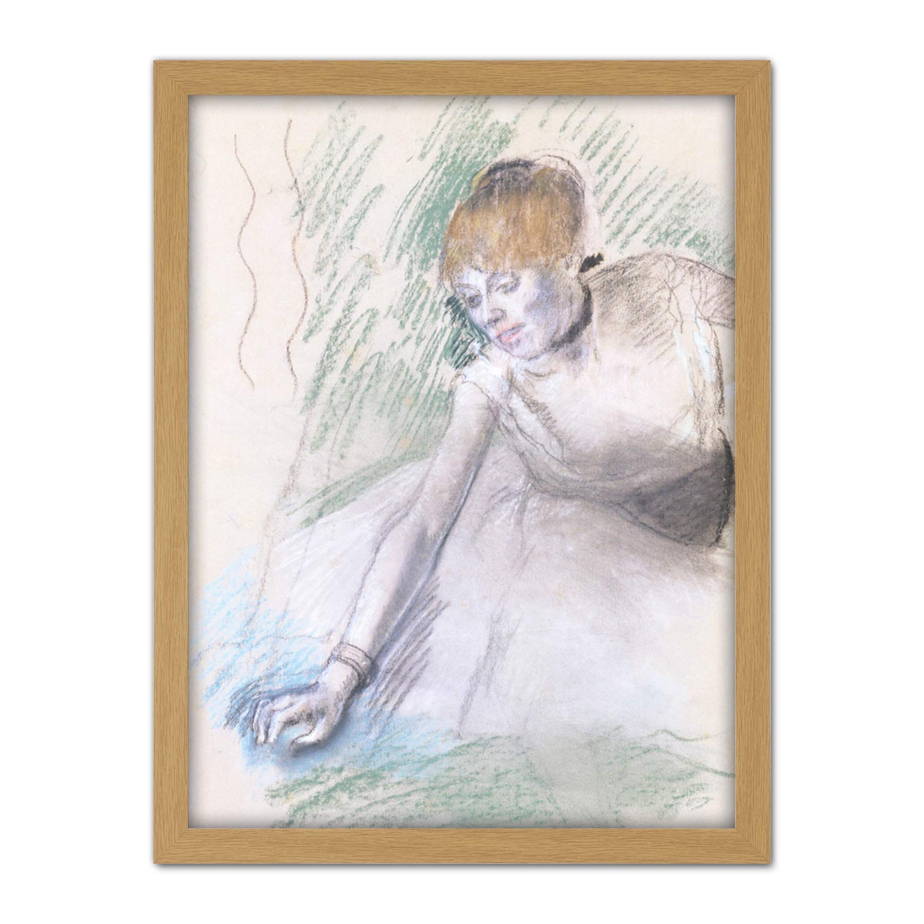 Artery8 Degas Dancer Drawing Artwork Framed Wall Art Print 18X24 Inch