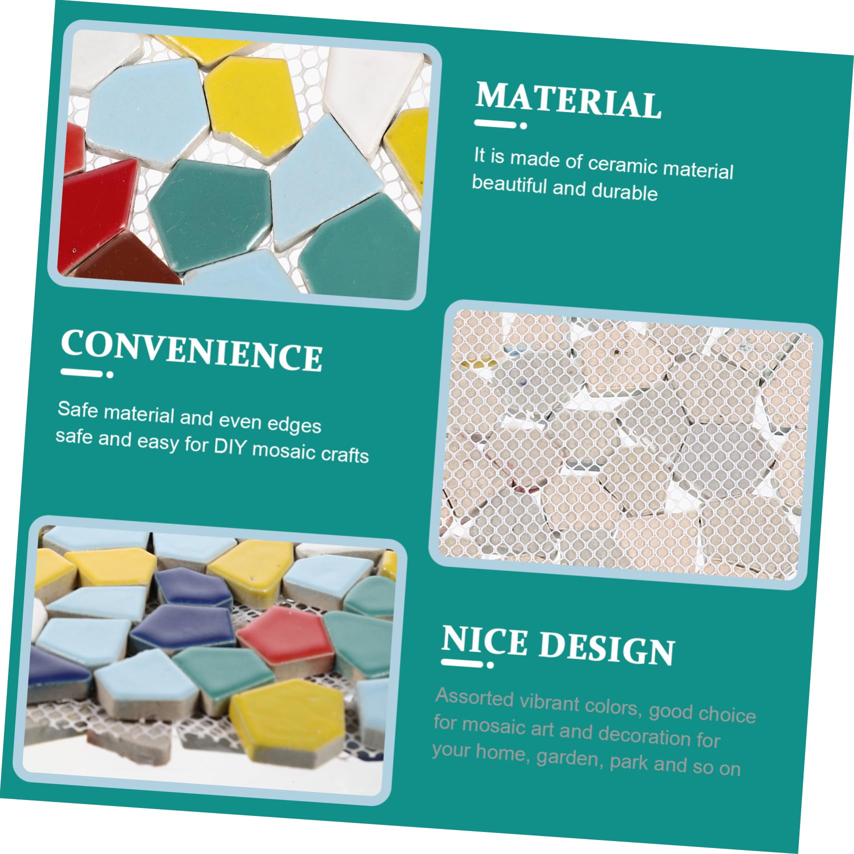 Piezas de Mosaico de Cerámica Irregulares para Manualidades, Material Seguro, Bordes Uniformes, Adecuado para Jardín y Hogar