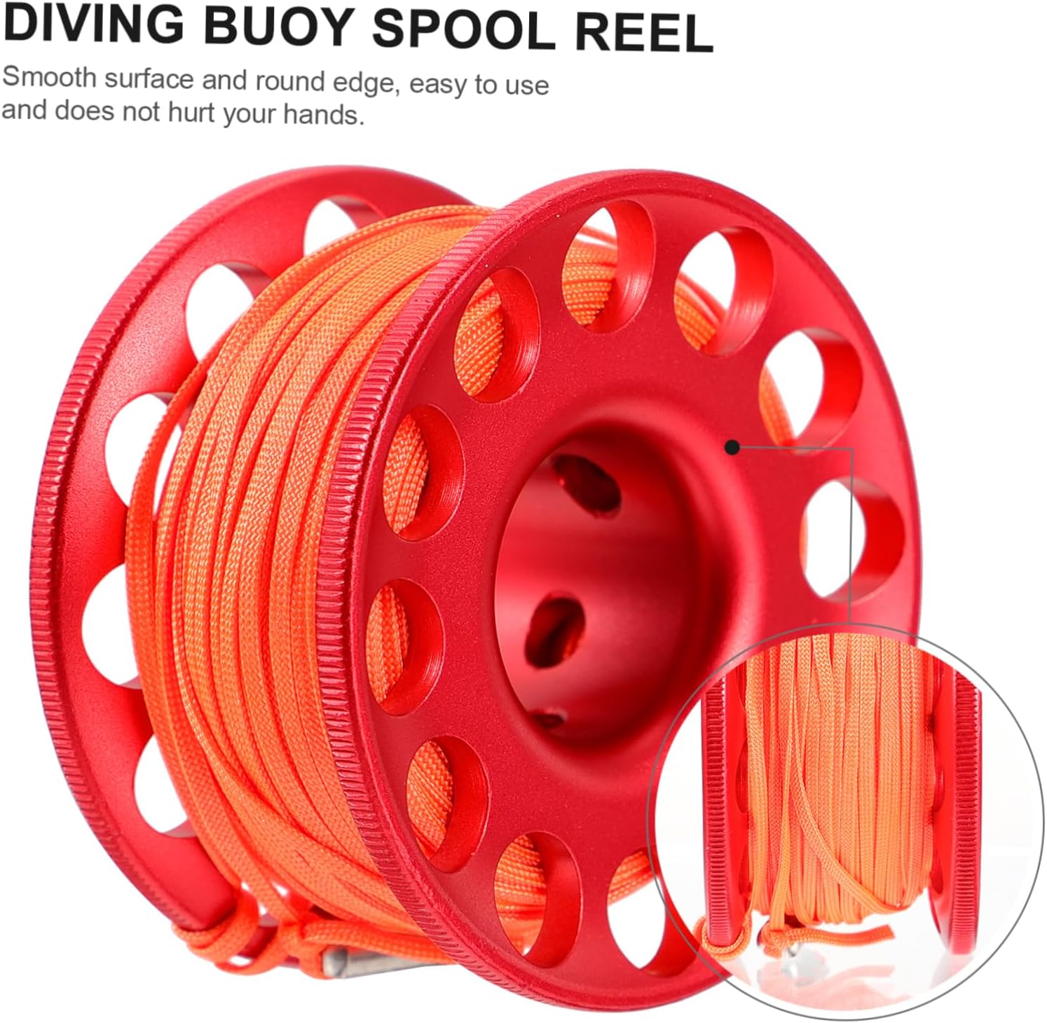 Scuba Diving Spool Line and Hook Aluminum Alloy Finger Reel for Snorkeling and Cave Diving Tangle-Free Underwater Buoy Reel for Divers
