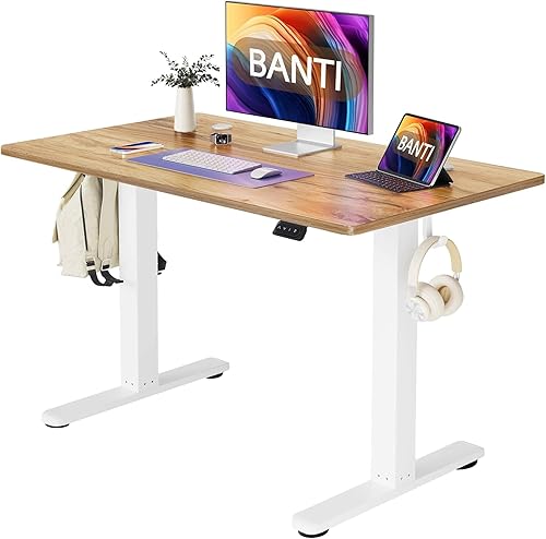 Miniatura 1 de BANTI Escritorio eléctrico de pie ajustable de altura de 48 x 24 pulgadas, mesa de pie, escritorio de oficina en casa con tablero de empalme, parte