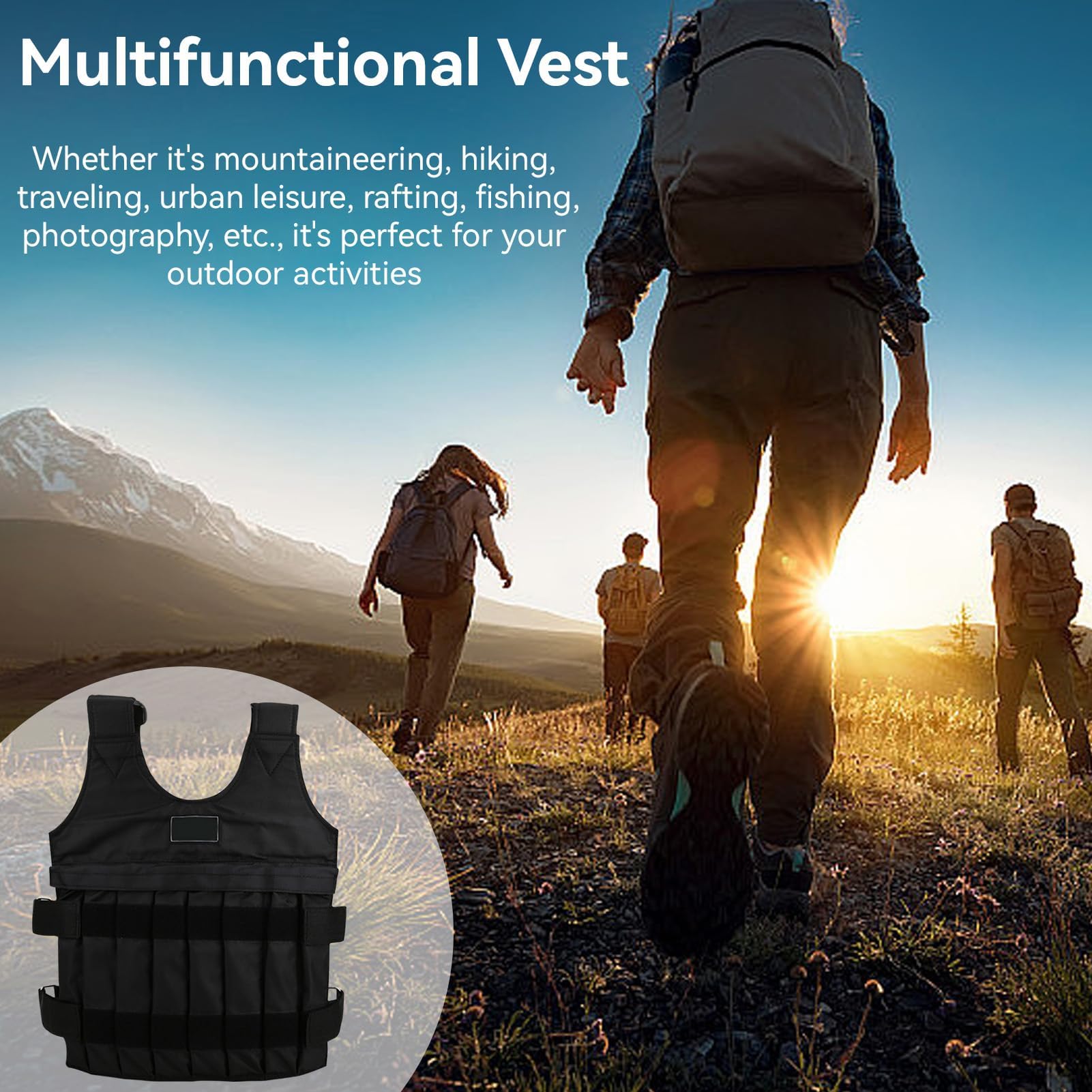 HERCHR Gilet Lesté Réglable Vide, Gilet de Musculation Charge Maximale 20 kg/44,09 LB Gilet Lesté Veste de Musculation d'exercice Gilet de Fitness Gilet D'entraînement Lesté pour Hommes Femmes