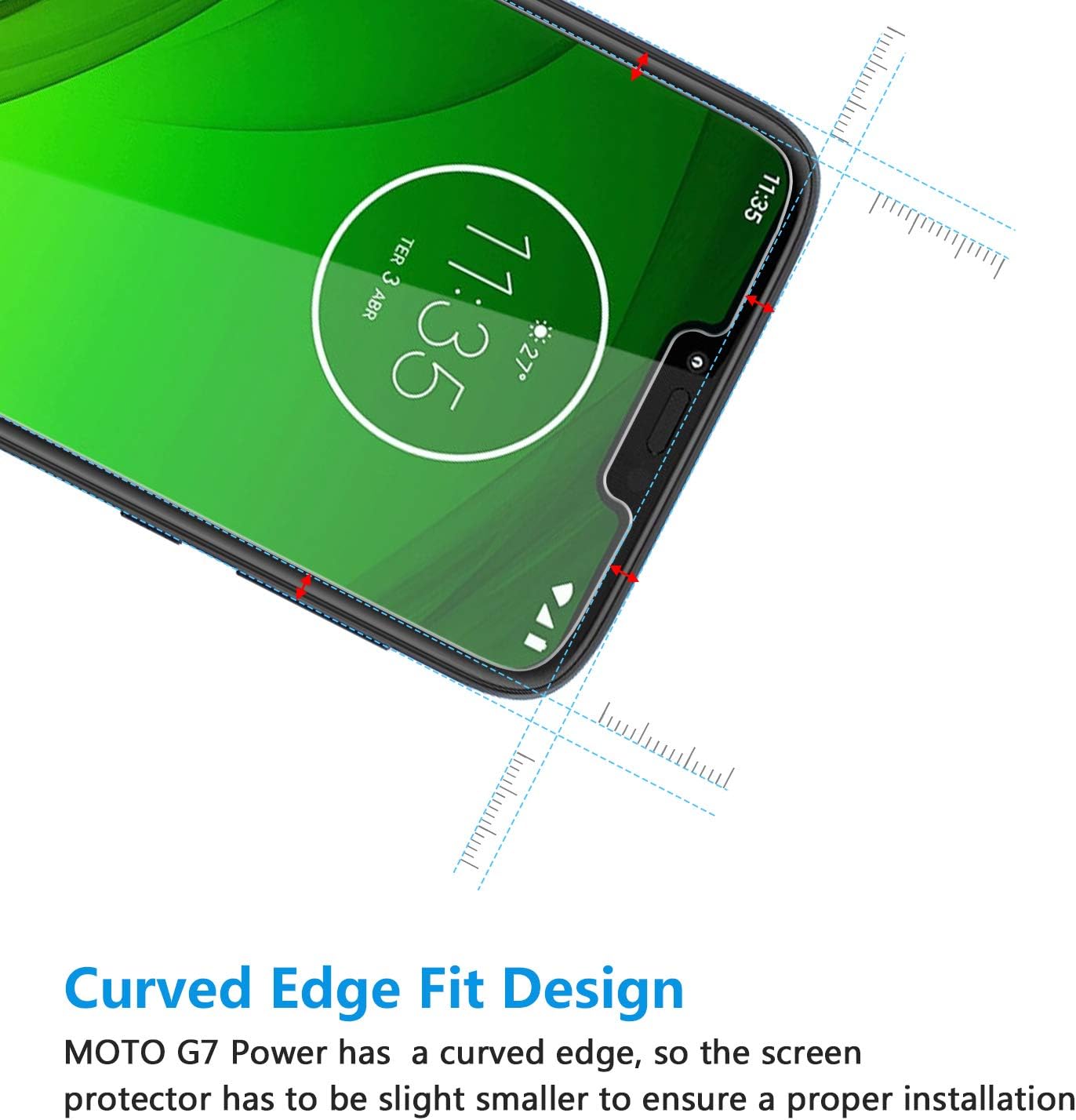 OMOTON Screen Protector for Moto G7 Power - Bubble Free Scratch Resist Tempered Glass for Motorola Moto G7 Power 6.2 Inch (3 Pack)