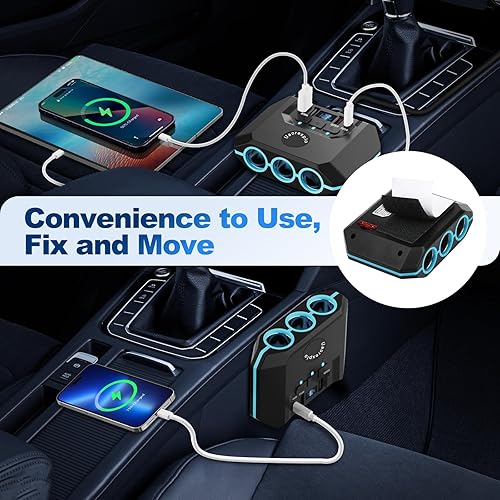 Miniatura 3 de Uaorexplo Adaptador de encendedor de cigarrillos para automóvil, divisor de 24 V12 V, divisor de encendedor de cigarrillos de automóvil de 3
