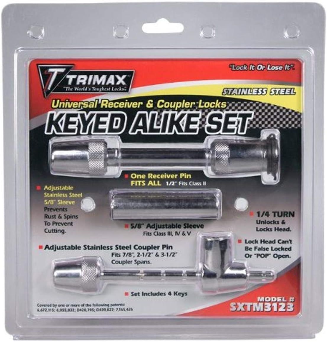 Trimax Stainless Steel Universal Receiver (Sxts32) & Coupler (Sxtc123) Ka Set SXTM3123, Clam Packaging