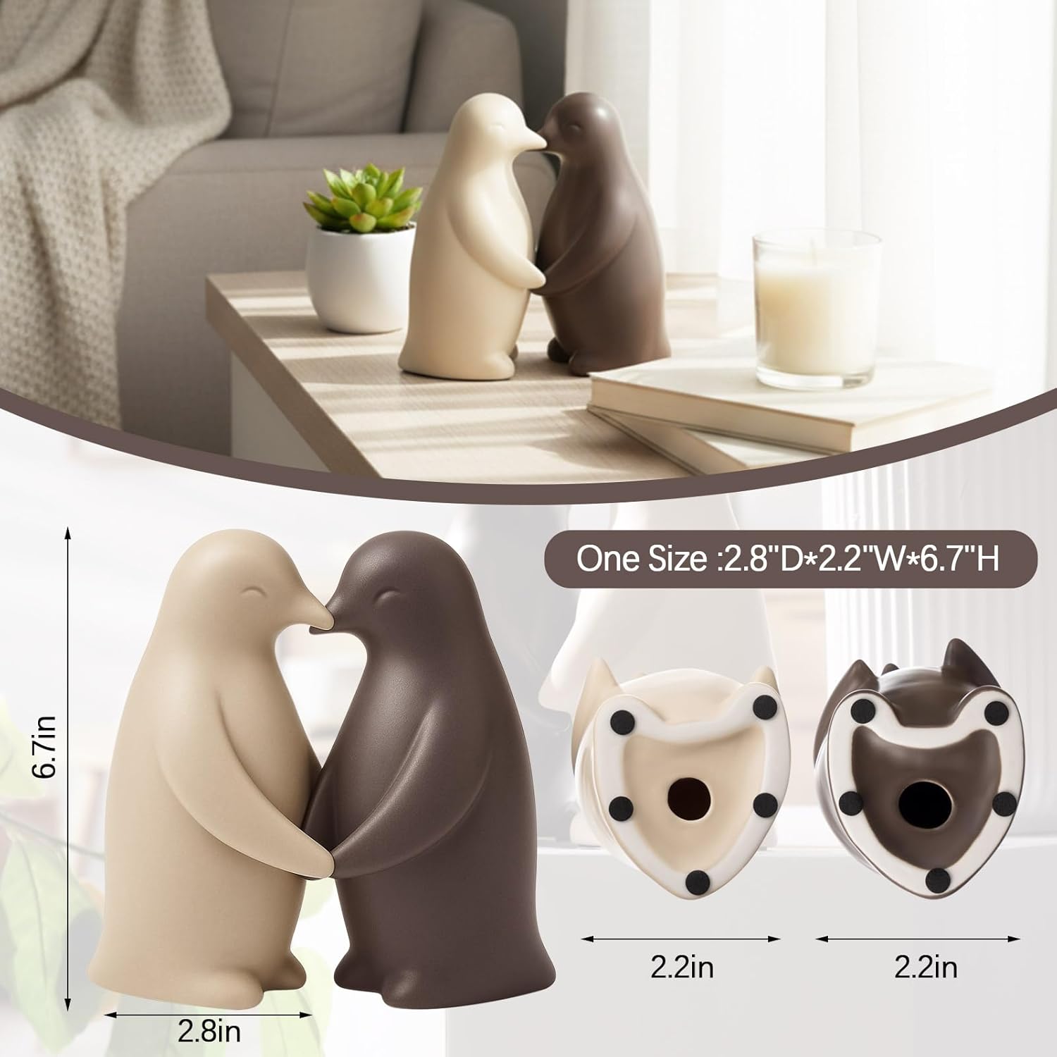 Yookeer Love Pair of Penguin Figurine Decor Anniversary Wedding Gifts for Couple Women Men Parents Cute Ceramic Statue Home Room Decor for Her Him You are My Penguin Home Table Book Shelf Decoration