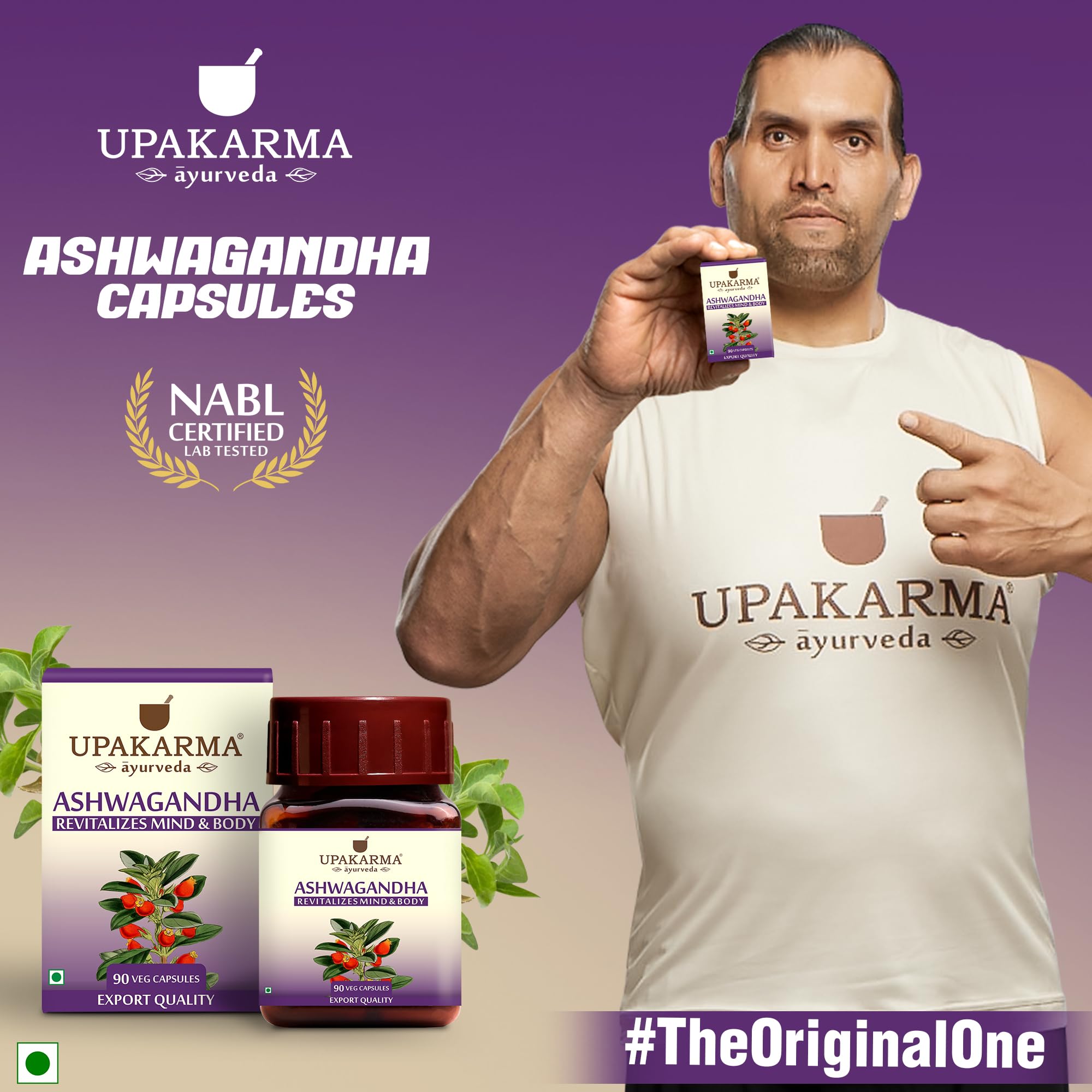 UPAKARMA Ashwagandha | Pure Extract Based (500mg) | Helps Relieve Stress, Immunity Booster | Mood Lifter | Lab Tested, R&D Backed, 90 Veg Capsules, Pack of 1 1
