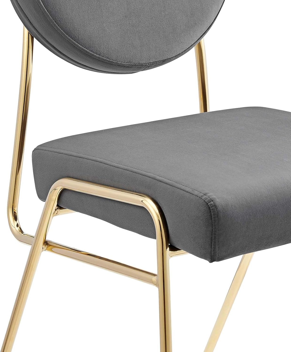 Modway Craft Performance Velvet Upholstered Side Dining Chair in Gold Gray