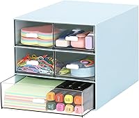 Vista 1 de Organizador de escritorio con 5 cajones, suministros de papelería de oficina rectangulares, cajones de escritorio, almacenamiento de maquillaje