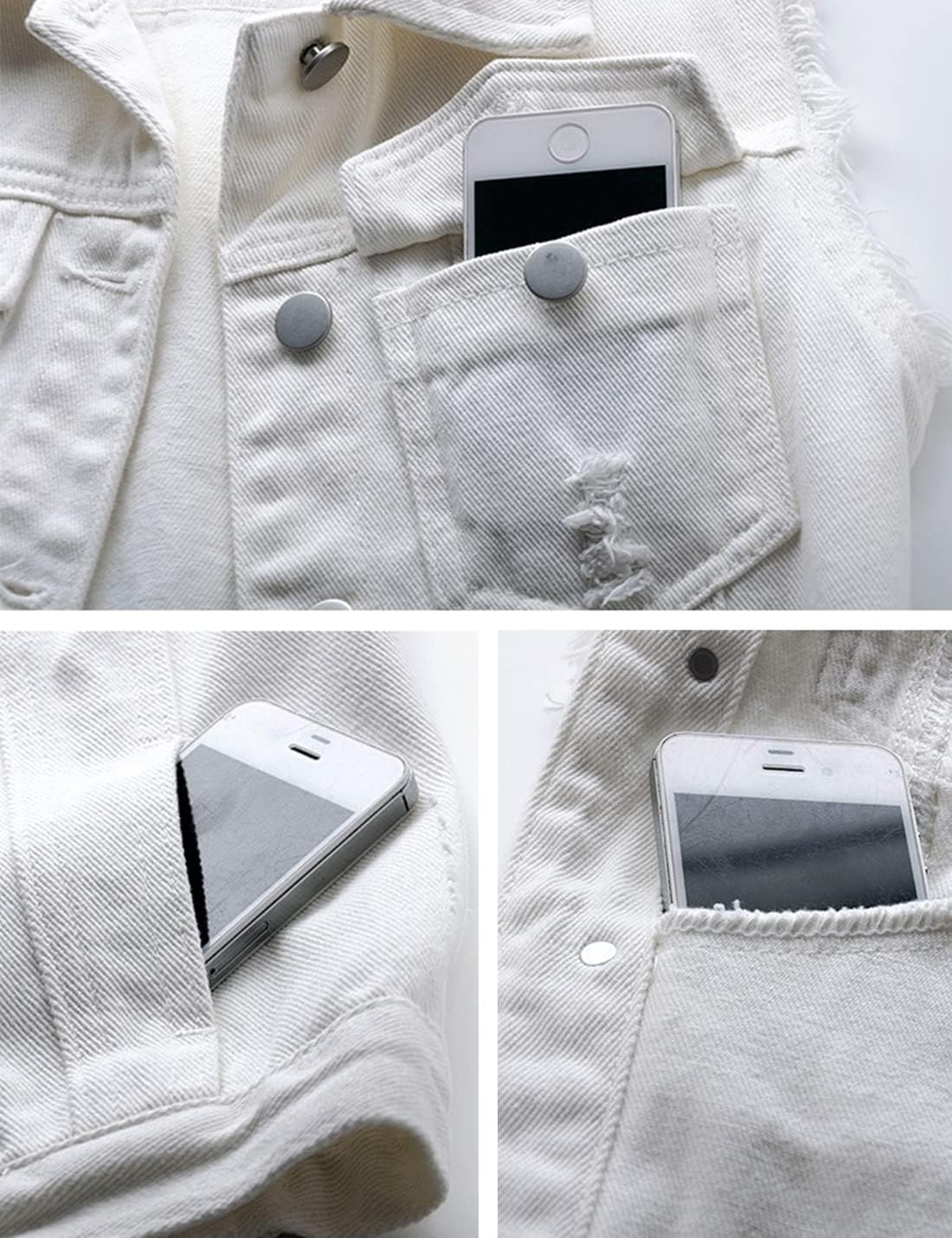 Locachy Women's Casual Denim Vest Jacket Slim Fit Sleeveless Ripped Tops - Image 5