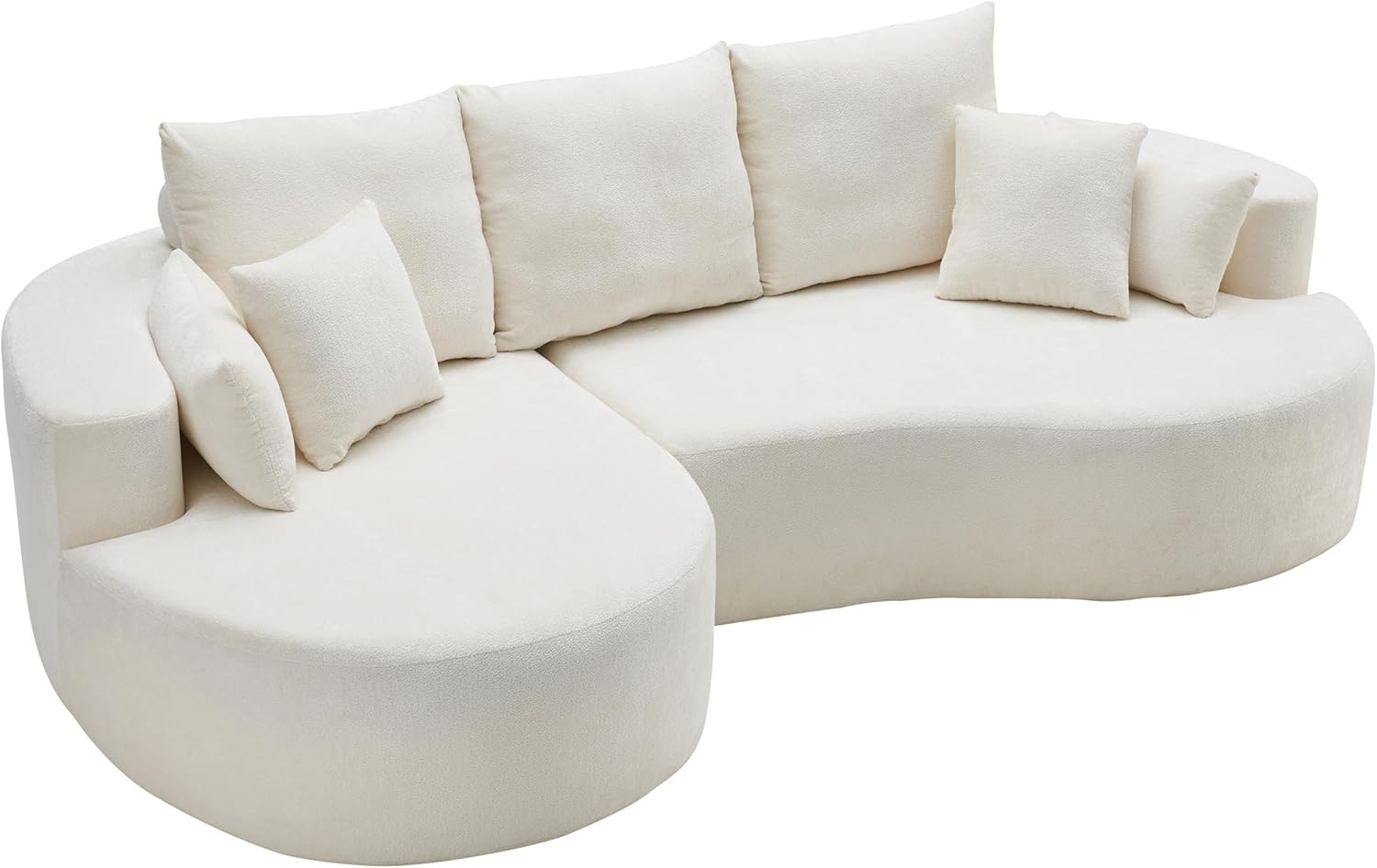 kevinplus 106'' Sectional Curved Sofa Sponge Couch with Chaise Lounge for Living Room, L-Shape Modern Sectional Sofa Couch, No Wood Structure & No Assembly, 72 Hour Rebound, White