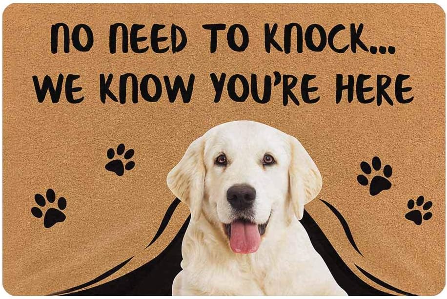 MyPupSocks Personalized Custom Doormat No Need to Knock We Know You are Here Custom Door Mats Outside Dog Face Photo