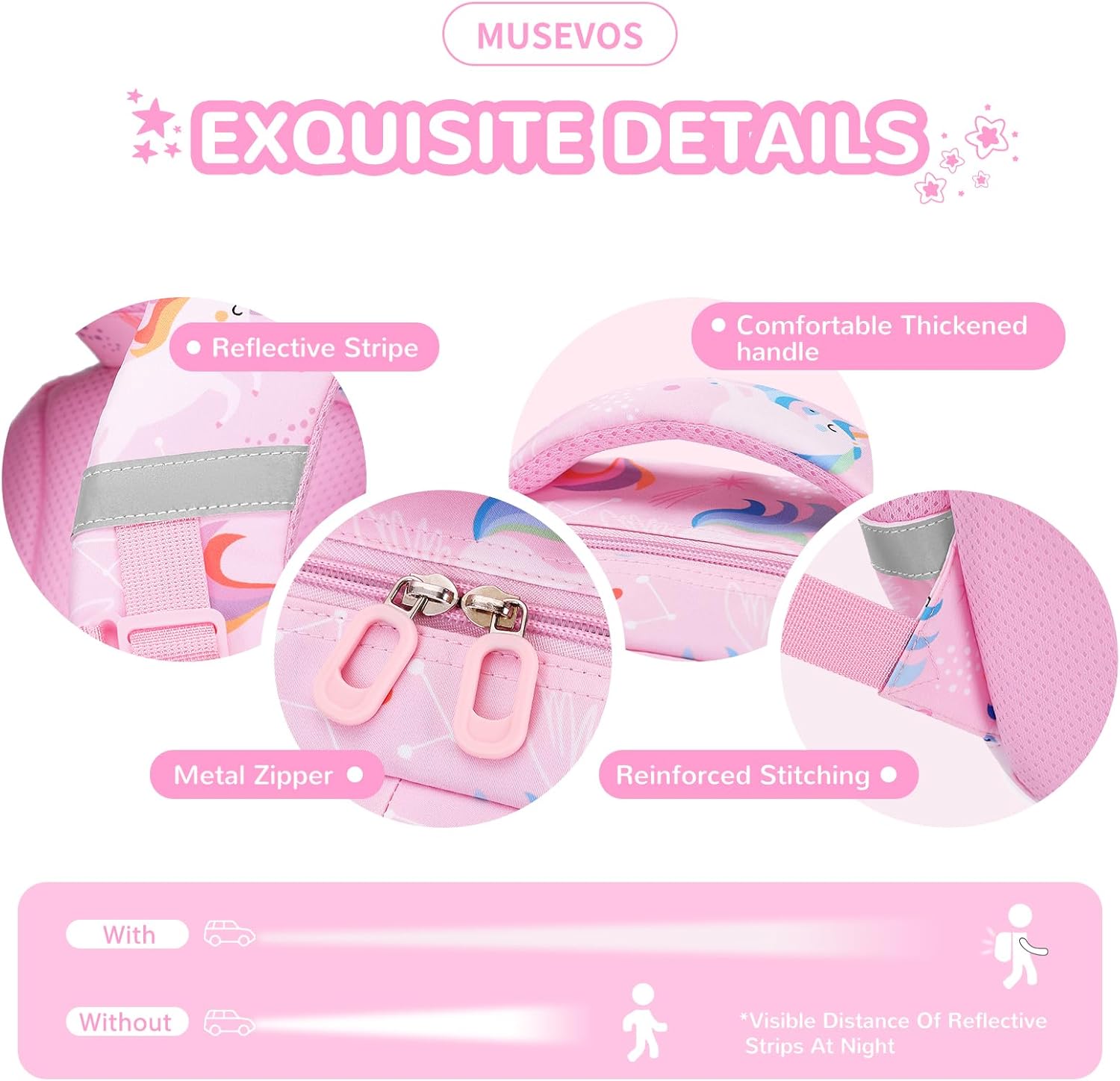 Unicorn Kids Backpacks, Girls Elementary School Backpack, Lightweight Kindergarten Bookbag, Water Resistant Pink Girls Backpacks - Image 5