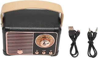 EVGATSAUTO Retro Speaker, 5.0 Fast Transmission Low Power Consumption 360 Degree Stereo Sound with HiFi Chip, for Home Outdoor Travel (Black)