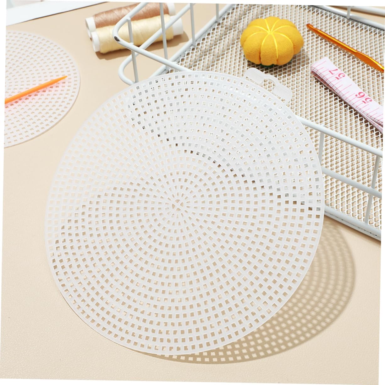 AKOOSY 15pcs Plastic Canvas Sheets Round Embroidery Mesh for Crochet Projects Includes for Stitching Crafts and Accessories