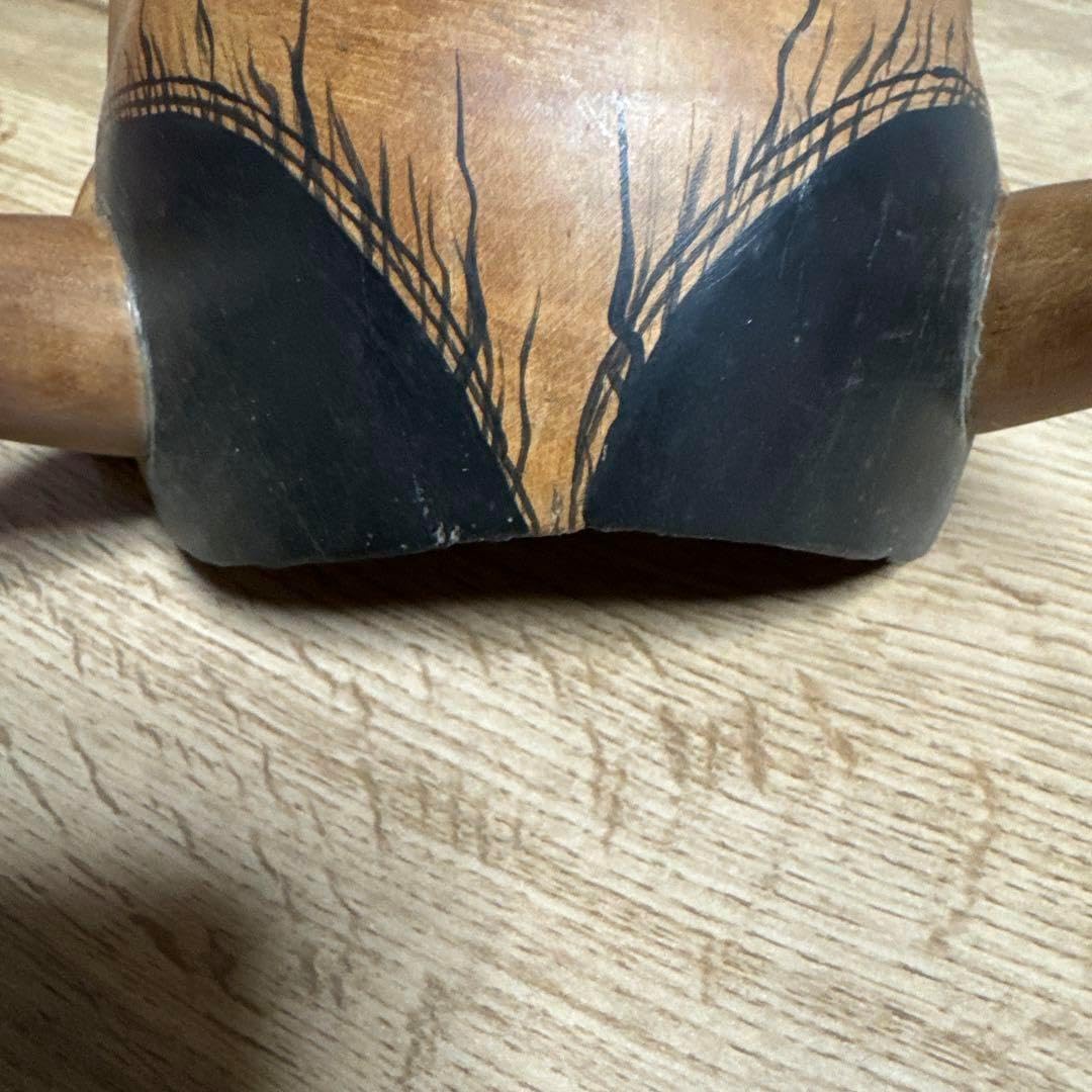 工芸品 木彫 能面 翁面 木製 木目 髭付き 能面 翁(おきな) 翁 （おきな