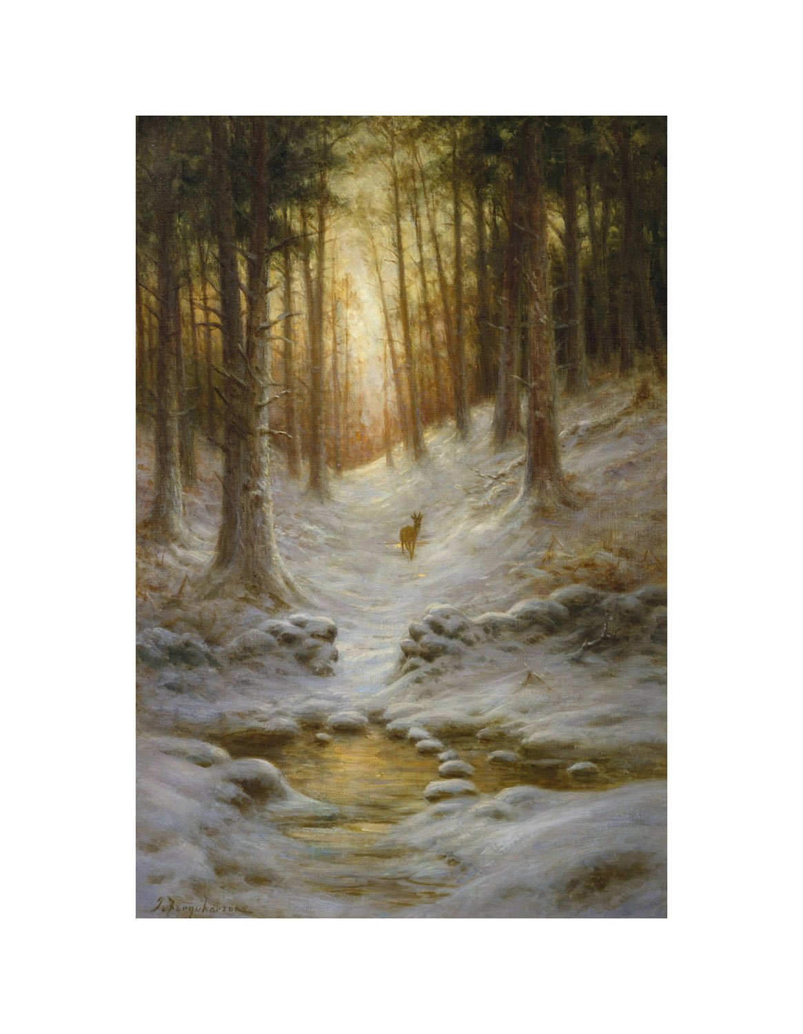 The Medici Society LimitedA Fawn in a Winter Landscape, Joseph Farquharson Print (315gsm Watercolour art board, Image Size: 780mm x 510mm (30.75" x 20"))