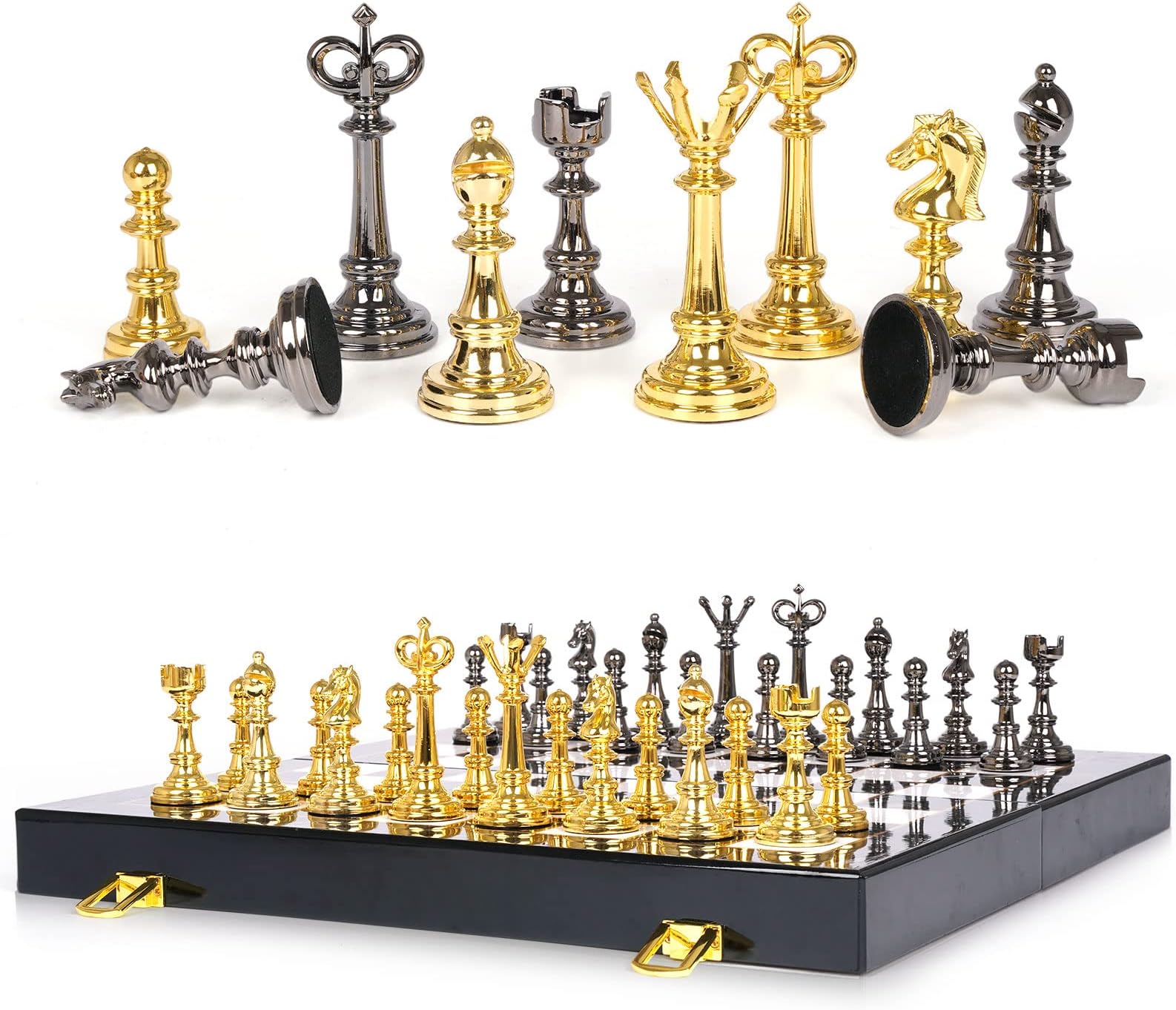 Metal Chess Set and Checkers Game Set