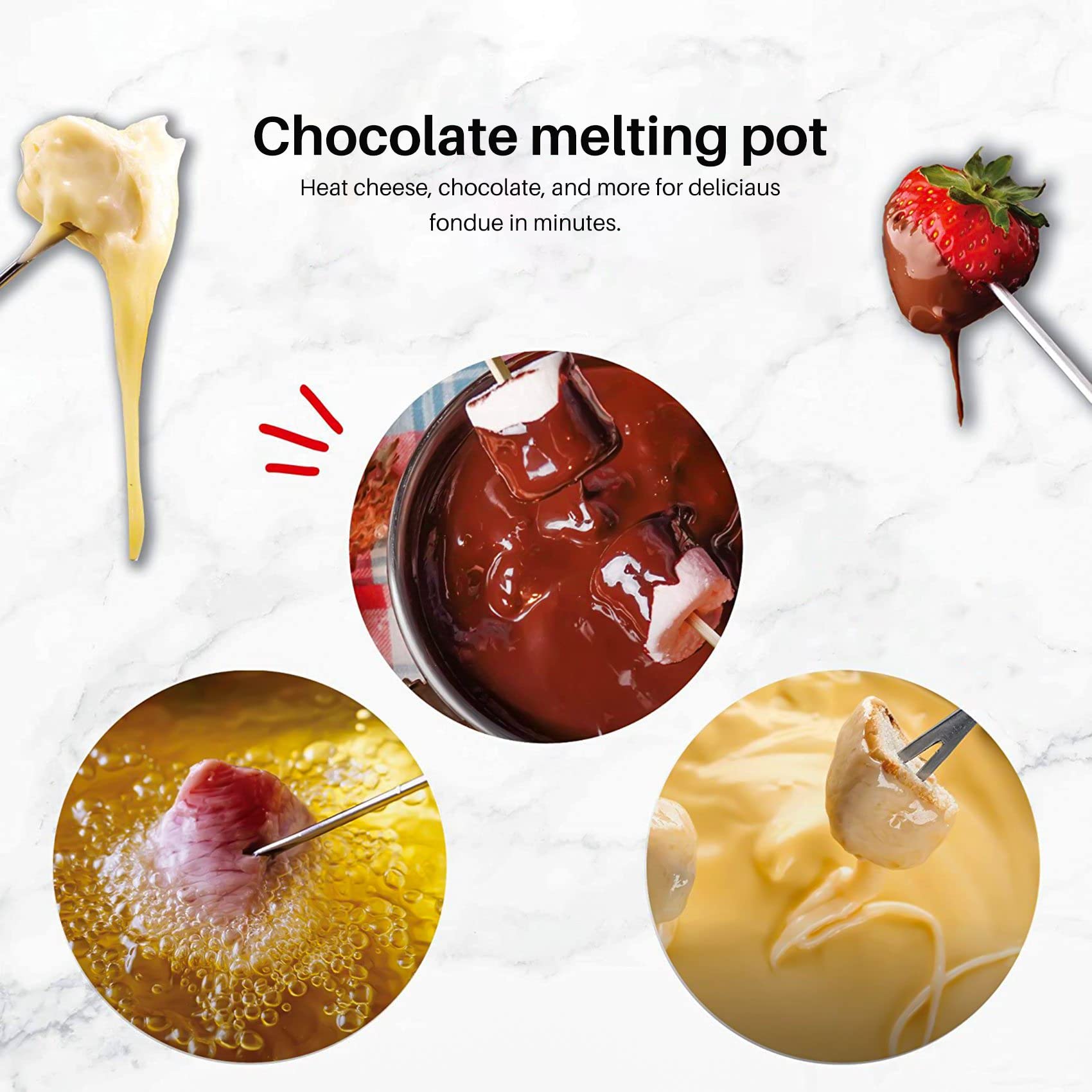 Set per Fonduta al Cioccolato Set per Fonduta Multifunzione in Acciaio al Carbonio per Gelato al Cioccolato con Formaggio Hot Pot